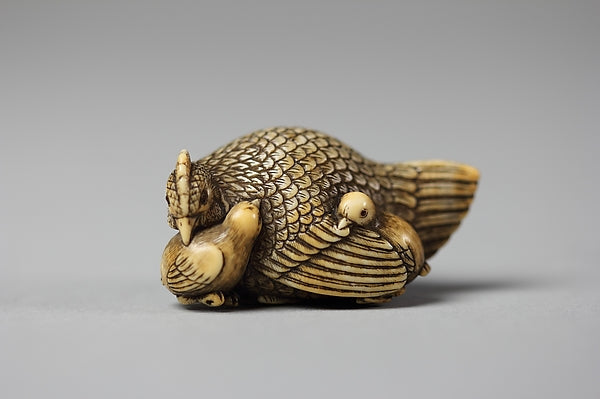 Netsuke of Hen and Two Small Chicks 18th–19th cent,  Poster Print
