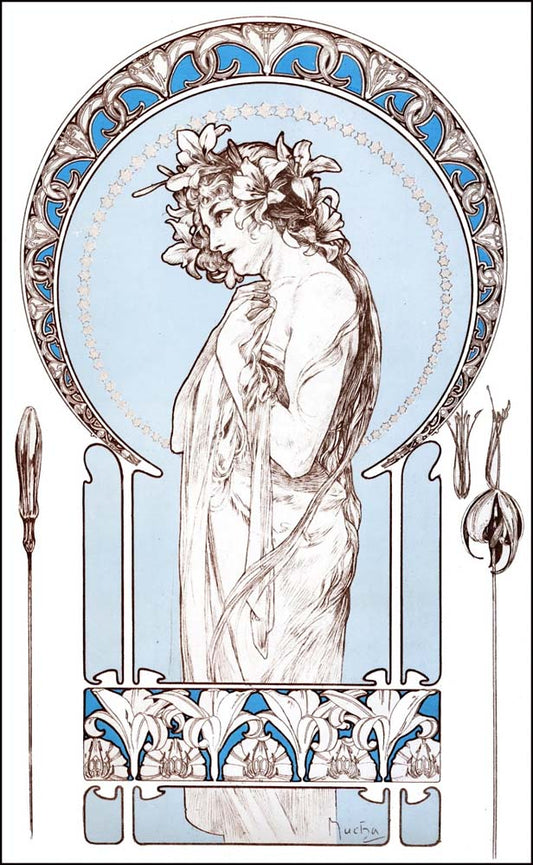 10 from the 'Documents Decoratifs" series, 1901 vintage artwork by Alphonse Mucha, 16x12" (A3 size) poster print