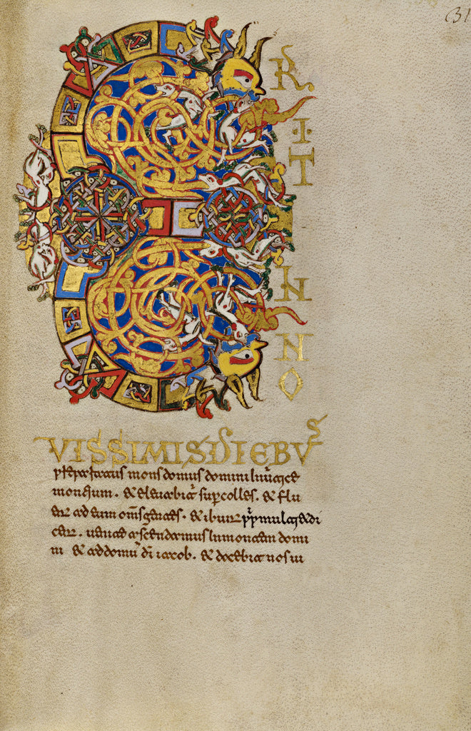 Unknown:Inhabited Initial E, Poster Print Wall Art