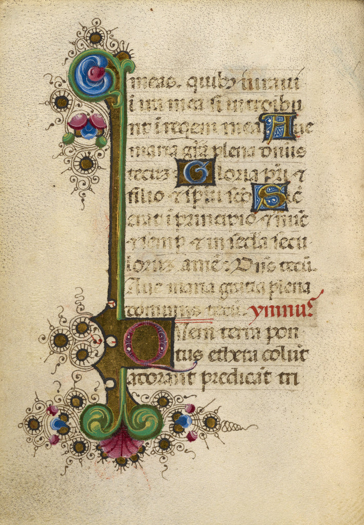 Unknown:Decorated Initial Q, Poster Print Wall Art