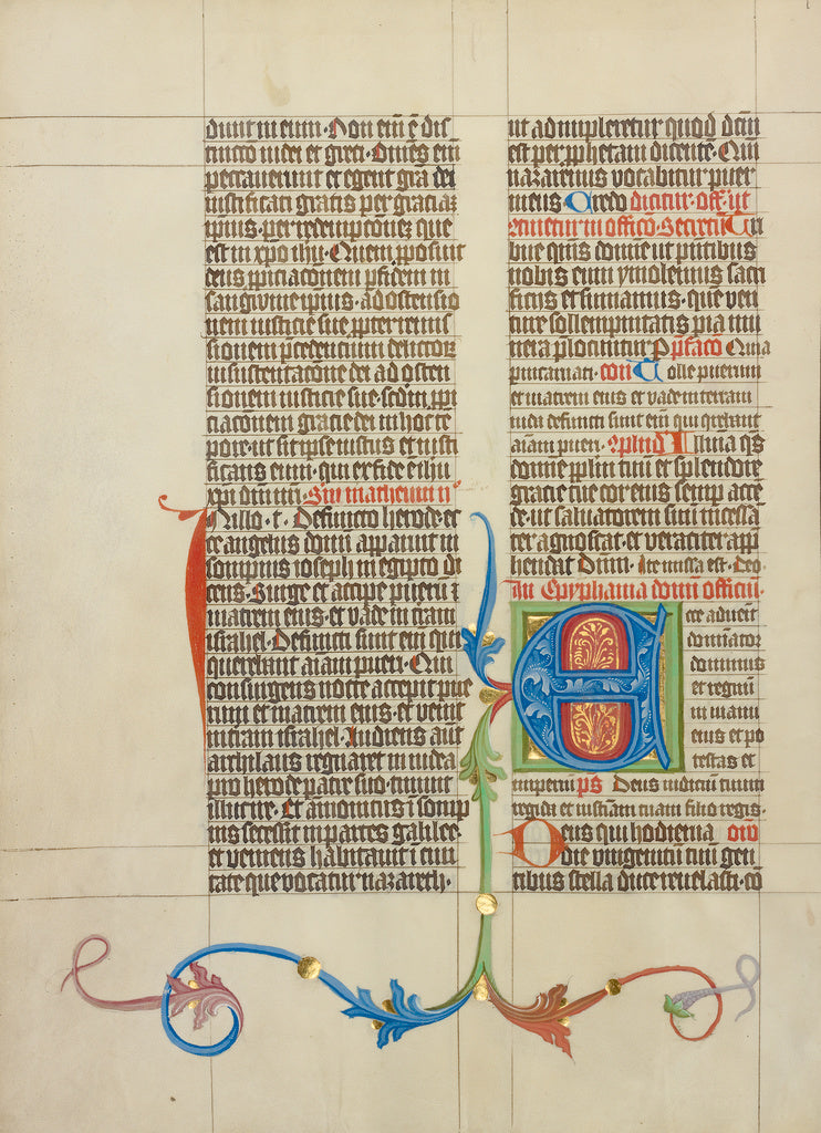 Master Michael:Decorated Initial E, Poster Print Wall Art