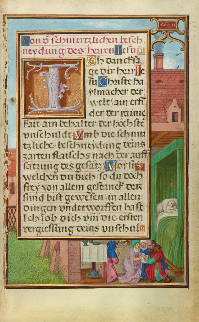 Simon Bening:Border with the Circumcision of Isaac, Poster Print Wall Art