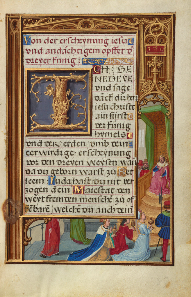 Simon Bening:Border with the Queen of Sheba before King Solo, Poster Print Wall Art