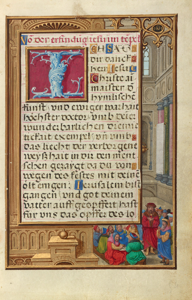 Simon Bening:Border with Samuel Putting forward Saul as King, Poster Print Wall Art