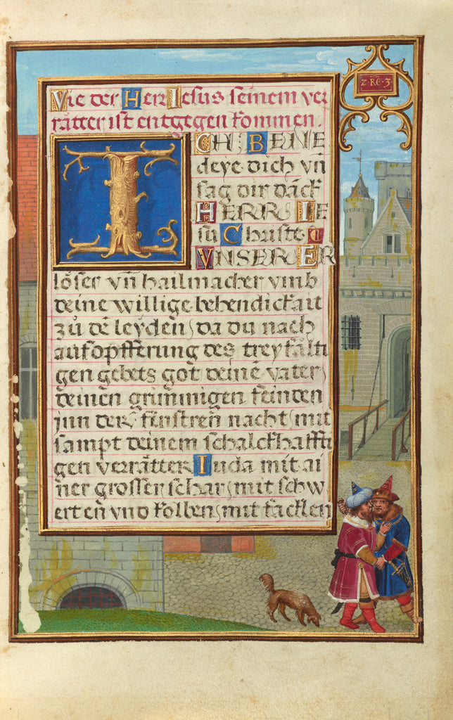 Simon Bening:Border with Joab Stabbing Abner, Poster Print Wall Art