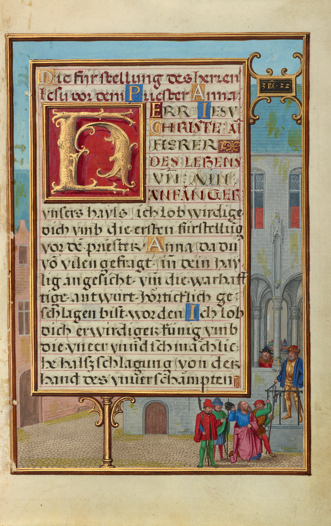 Simon Bening:Border with Micaiah Foretelling the Death of Ki, Poster Print Wall Art
