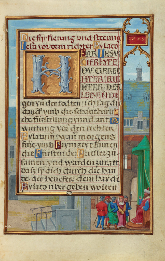 Simon Bening:Border with a Captured Prophet before a Prince , Poster Print Wall Art