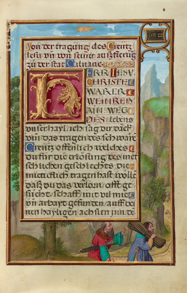 Simon Bening:Border with Abraham and Isaac, Poster Print Wall Art