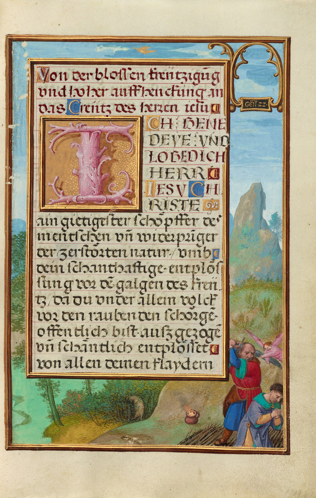 Simon Bening:Border with the Sacrifice of Isaac, Poster Print Wall Art