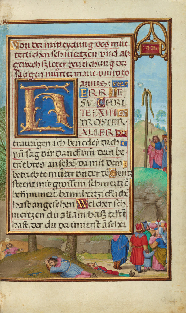 Simon Bening:Border with Moses and the Brazen Serpent, Poster Print Wall Art