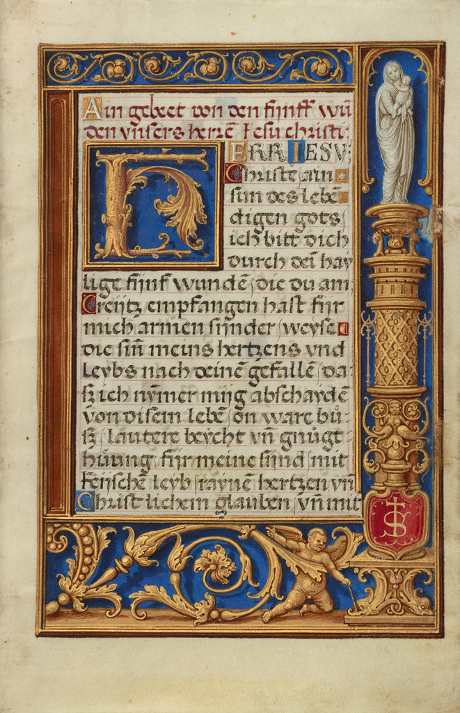 Simon Bening:Decorated Text Page, Poster Print Wall Art