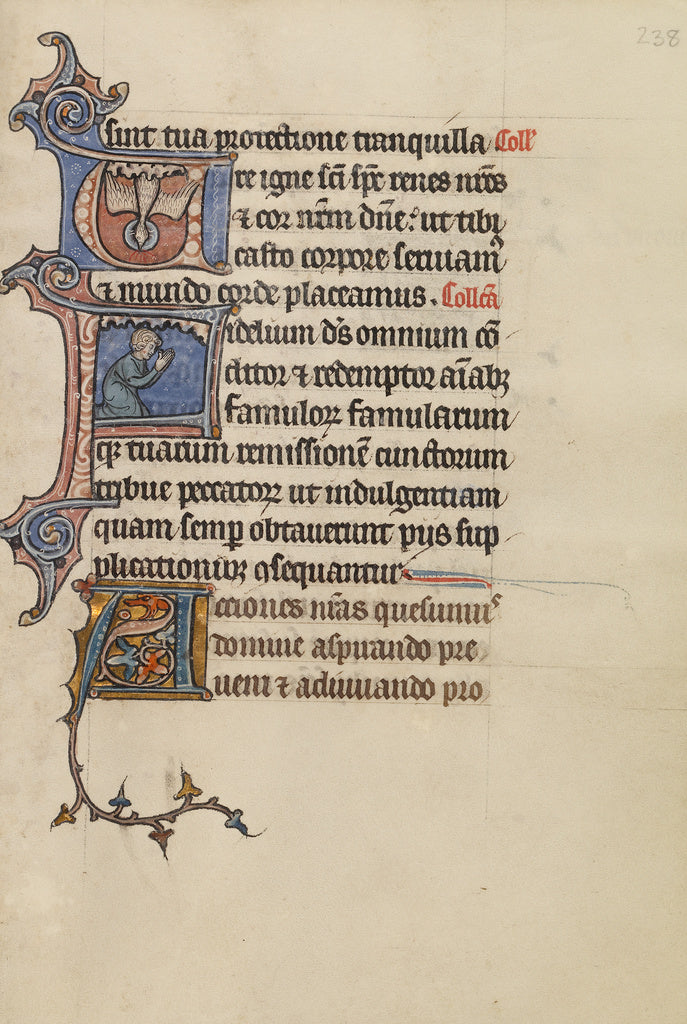 Bute Master:Initial U: The Holy Spirit; Initial F: A Man Kne, Poster Print Wall Art