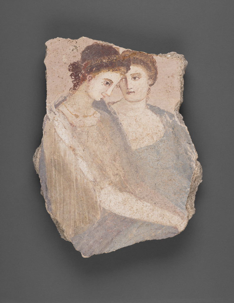 Unknown:Wall Fragment with Two Women, Poster Print Wall Art