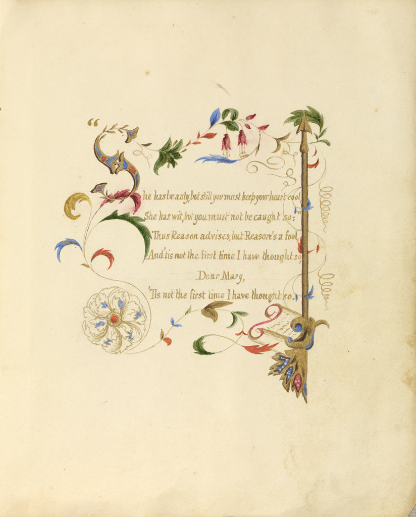 Unknown maker, British:[Illuminated manuscript of a poem], Poster Print Wall Art