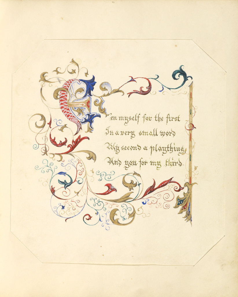 Unknown maker, British:[Illuminated Manuscript Poem], Poster Print Wall Art