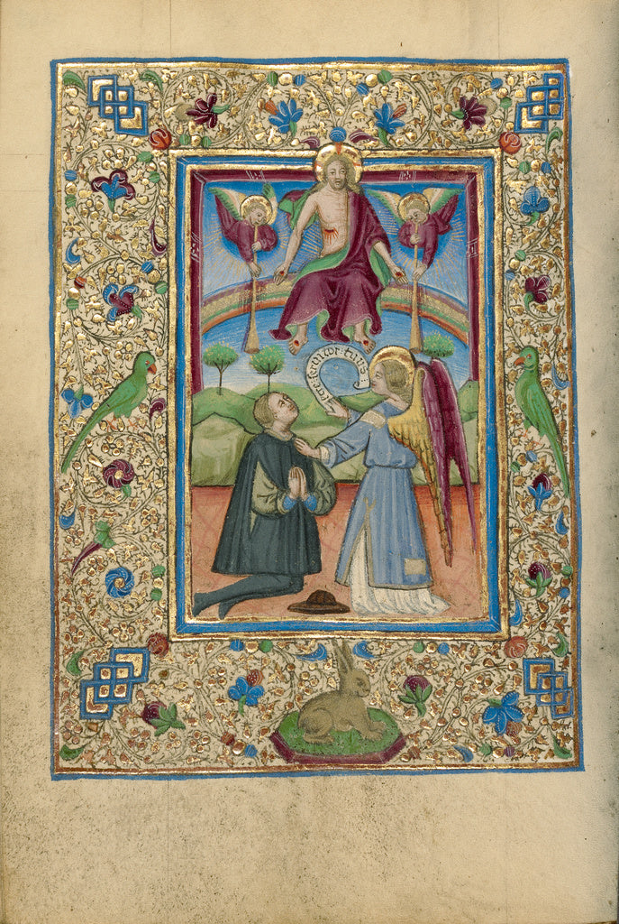 Unknown:Guardian Angel with Kneeling Man, Poster Print Wall Art