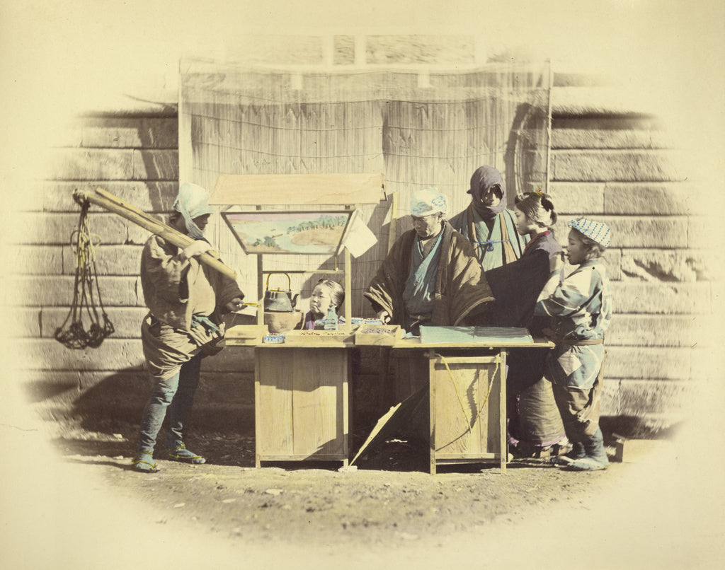 Felice Beato:Street Refreshment Stalls, Poster Print Wall Art