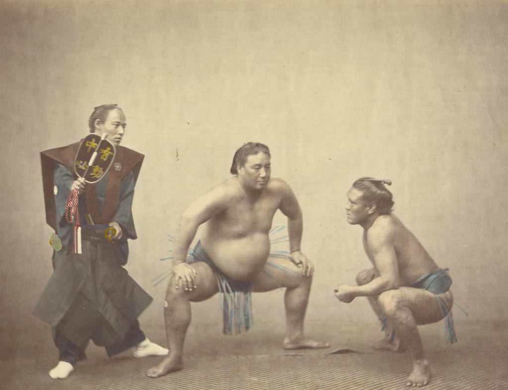 Felice Beato:Sumotori or Wrestlers, Poster Print Wall Art