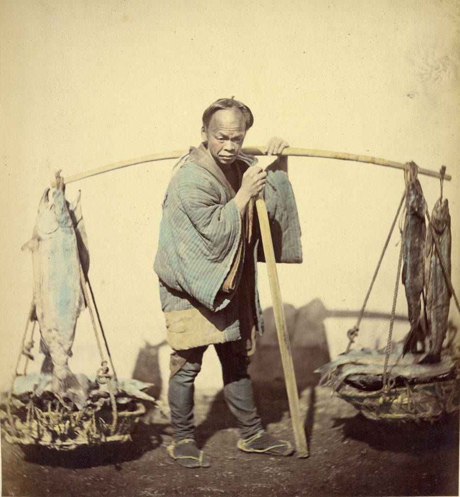 Felice Beato:Fishmonger, Poster Print Wall Art