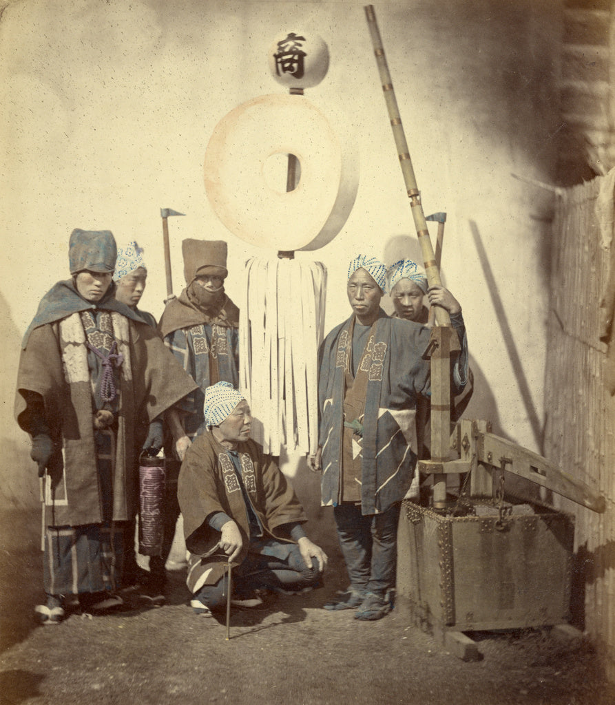 Felice Beato:Fireman with Their Standard, Poster Print Wall Art