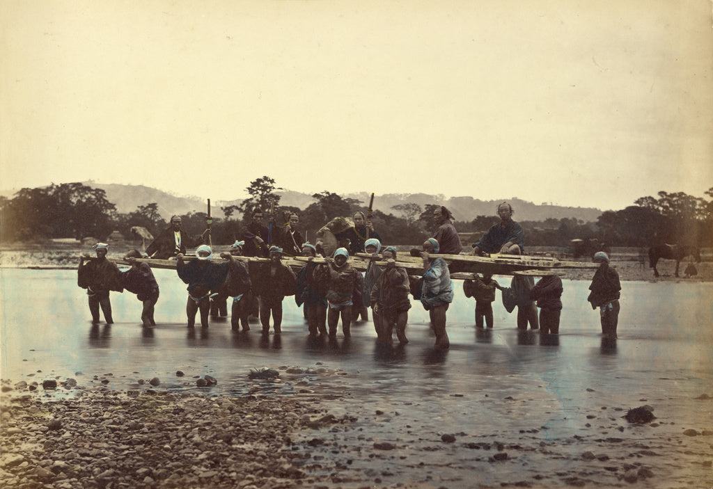 Felice Beato:The Ford at Sakawa-Nagawa, Poster Print Wall Art