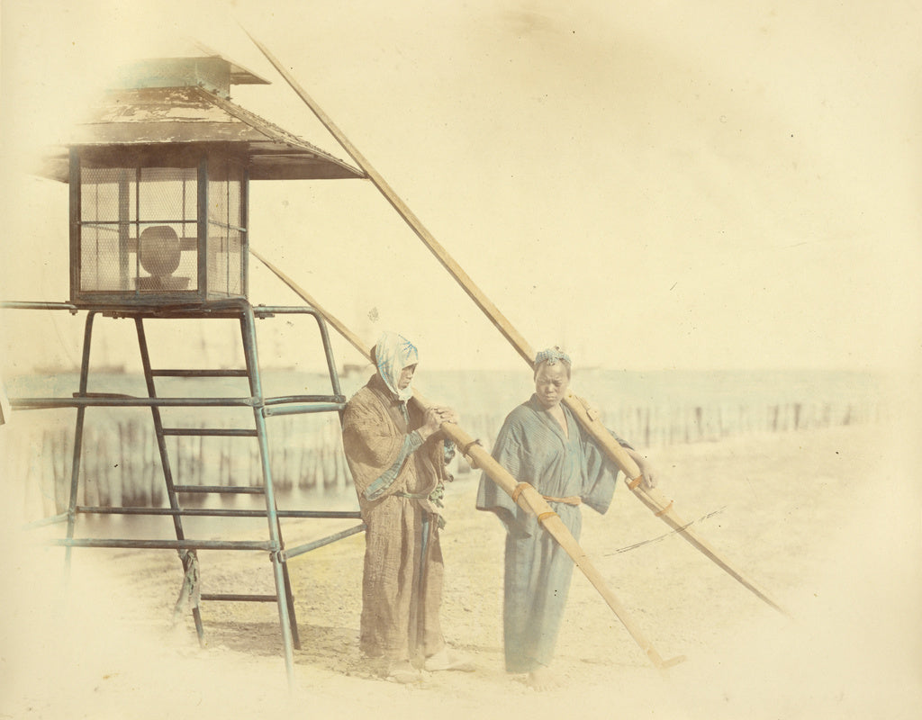 Felice Beato:[Two Men with Oars Standing Next to a Lantern],16x12"(A3)Poster