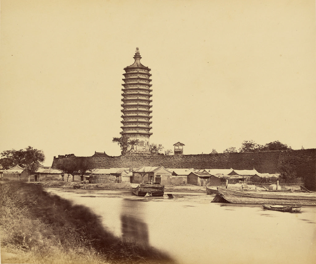 Felice Beato:[Wall and Pagoda of Tongchow --- Canal (Grand) ,16x12"(A3)Poster