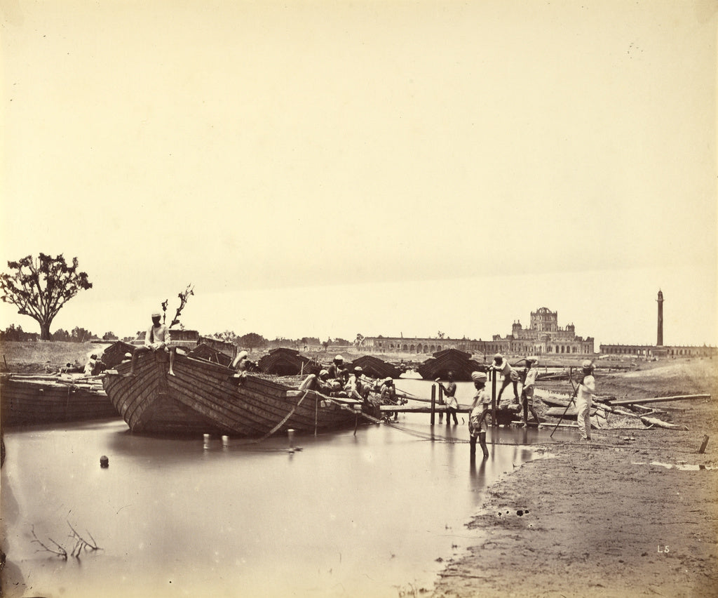 Felice Beato:[Bridge of Boats Over the Gomti River], Poster Print Wall Art