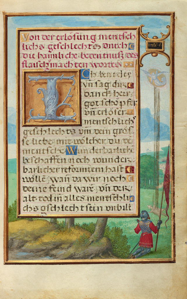 Simon Bening:Border with a Scene from the Life of Gideon,16x12
