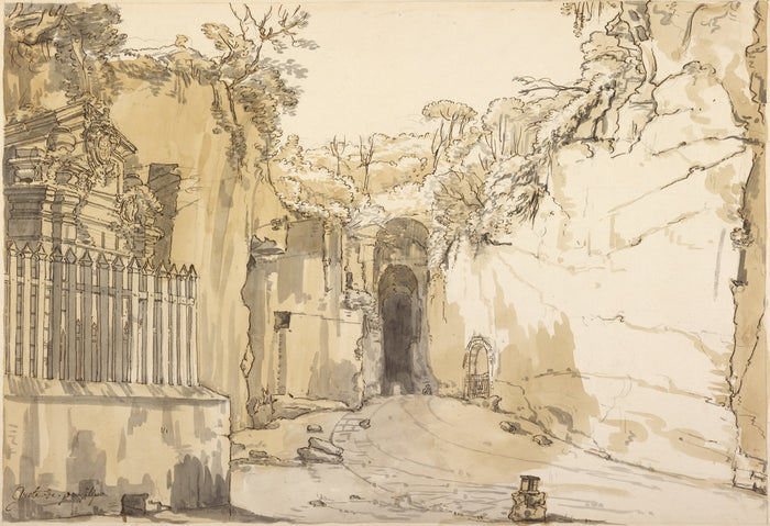 Claude-Joseph Vernet:The Entrance to the Grotto at Posillipo,16x12