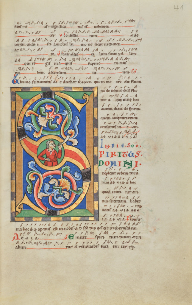 Unknown:Inhabited Initial S, Poster Print Wall Art