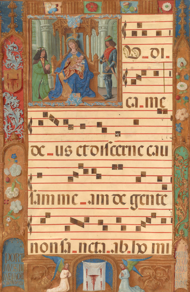Unknown:Initial I: The Virgin and Child with the Gentleman f, Poster Print Wall Art