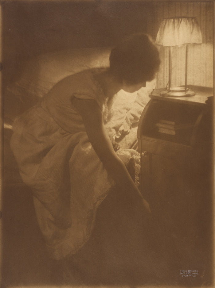 Heinrich Kühn:Miss Mary [Warner] at Her Night Table,16x12