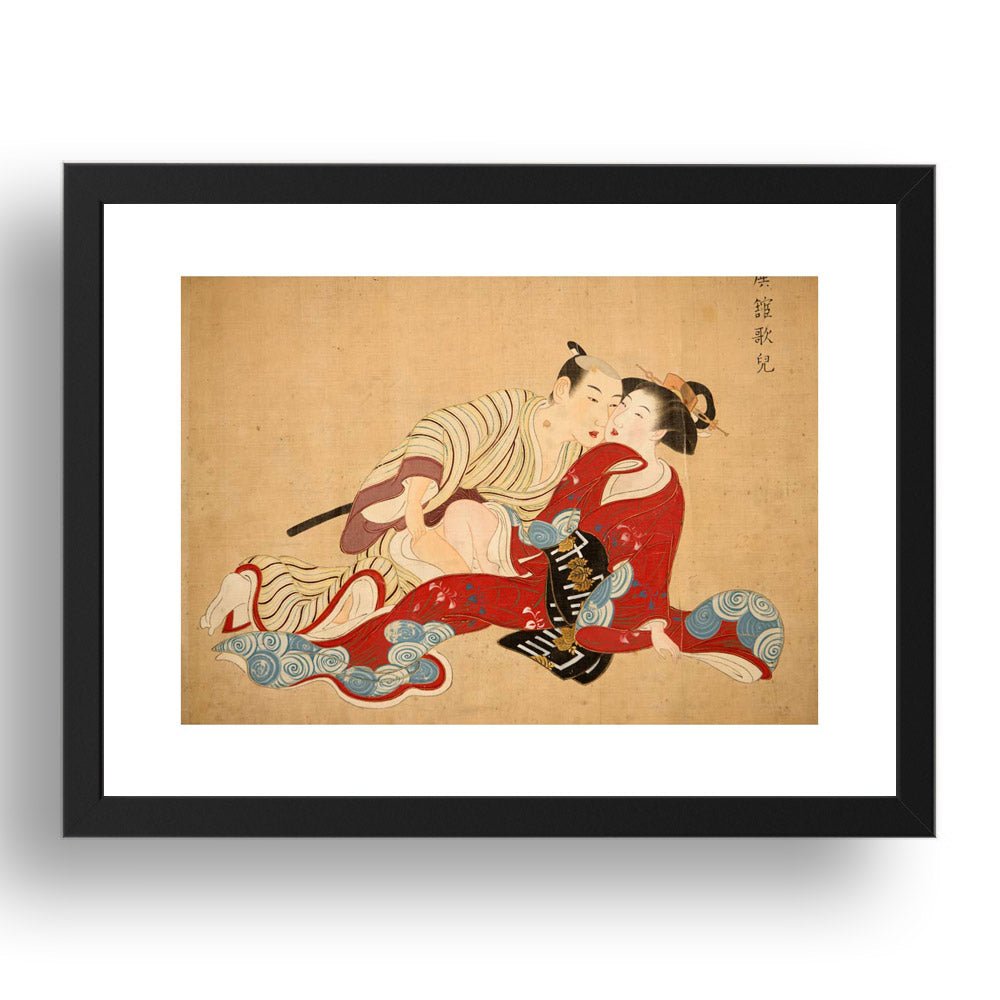 1157, Graphic Erotic ukiyo-e floating world Japanese Shunga, classic artwork in 17x13"(A3) Frame