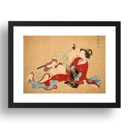 1157, Graphic Erotic ukiyo-e floating world Japanese Shunga, classic artwork in 17x13"(A3) Frame
