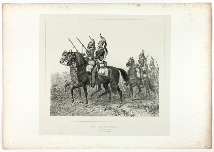 11th dragoons advance guard, from Souvenirs d’Italie by  Expedition de Rome by  Denis Auguste Marie Raffet (French, 1804-1860), 23x16"( A2 size ) Poster Print