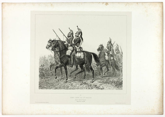 11th dragoons advance guard, from Souvenirs d’Italie by  Expedition de Rome by  Denis Auguste Marie Raffet (French, 1804-1860), 23x16"( A2 size ) Poster Print