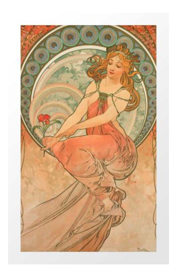 vintage artwork by Alphonse Mucha, 12x8" (A4 size) poster print