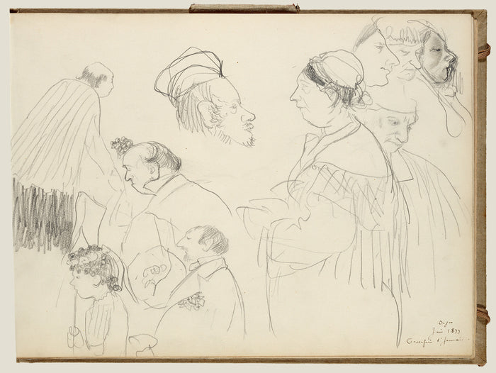 Edgar Degas:Sketches of Figures at a Funeral,16x12