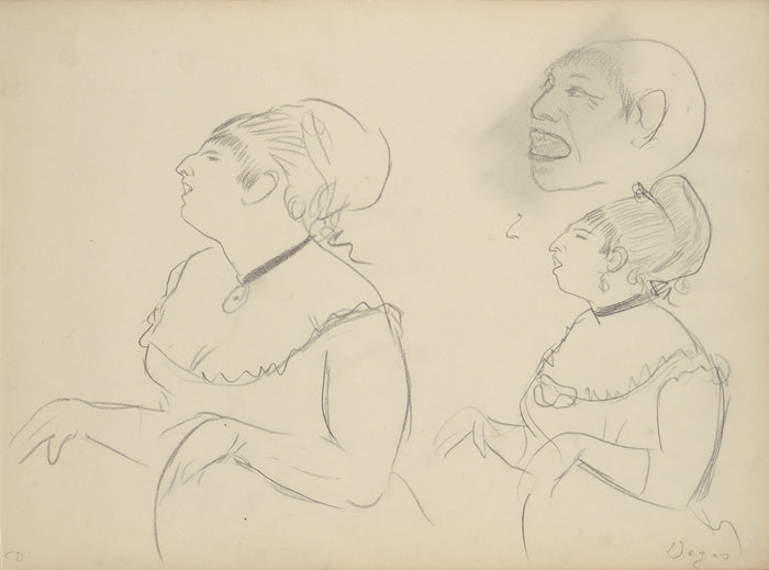 Edgar Degas:Sketches of Café Singers,16x12