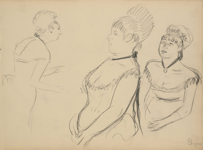 Edgar Degas:Three Sketches,16x12