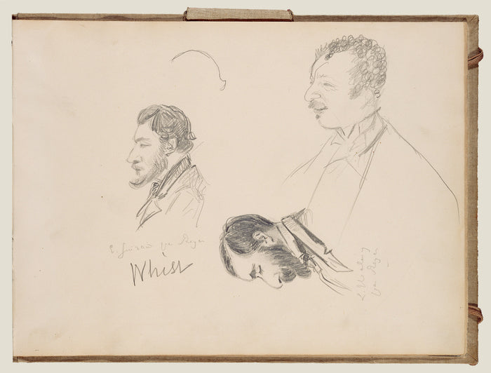 Edgar Degas:Sketches of Men in Profile,16x12