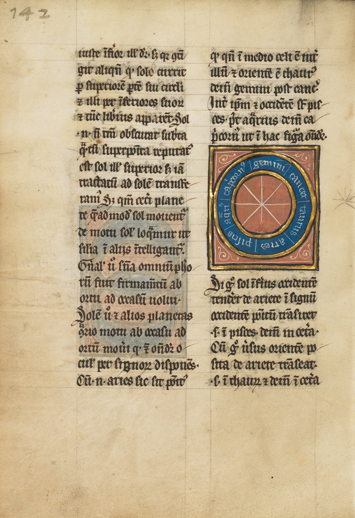 Unknown:Diagram with Seven Signs of the Zodiac, Poster Print Wall Art