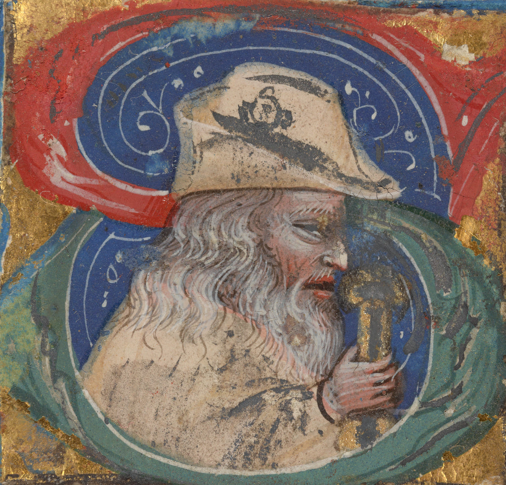 Unknown:Historiated Initial from a Manuscript, Poster Print Wall Art