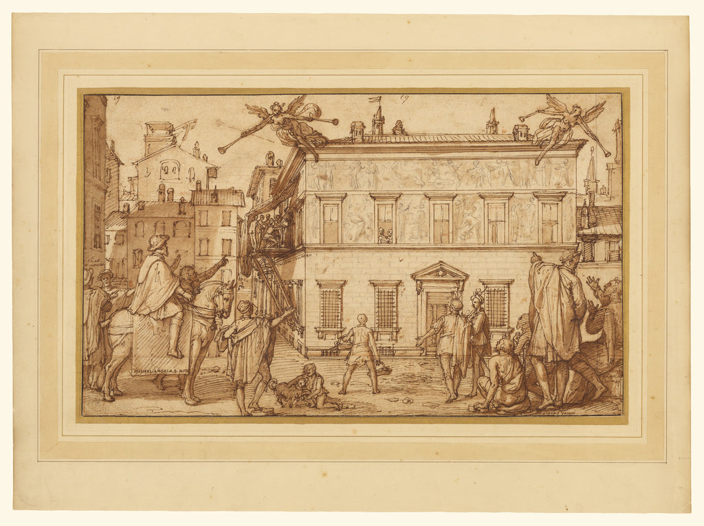 Federico Zuccaro:Taddeo Decorating the Façade of the Palazz,16x12"(A3)Poster