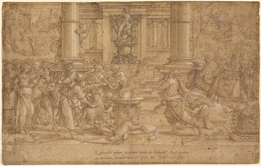 Pieter Coecke van Aelst:The Sacrifice at Lystra, Poster Print Wall Art