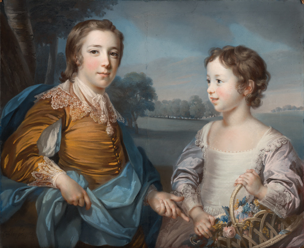 Francis Cotes:Portrait of Joseph (1741-1786) and his Brother, Poster Print Wall Art