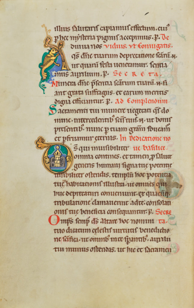 Unknown:Inhabited Initial A; Initial D: A Church, Poster Print Wall Art