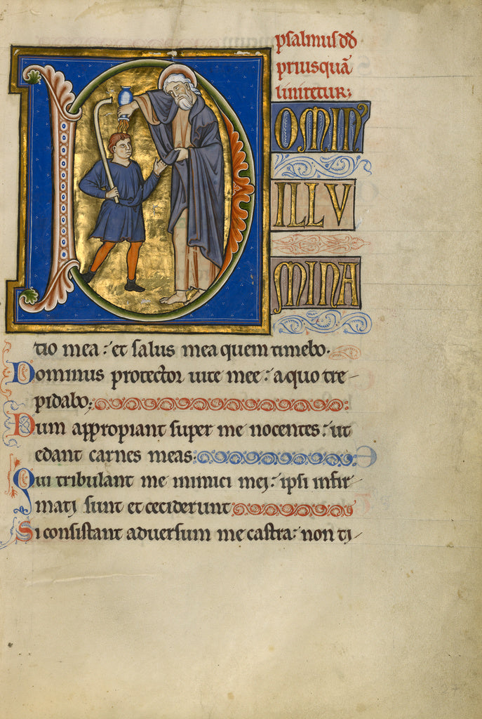Master of the Ingeborg Psalter:Initial D: Samuel Anointing D, Poster Print Wall Art