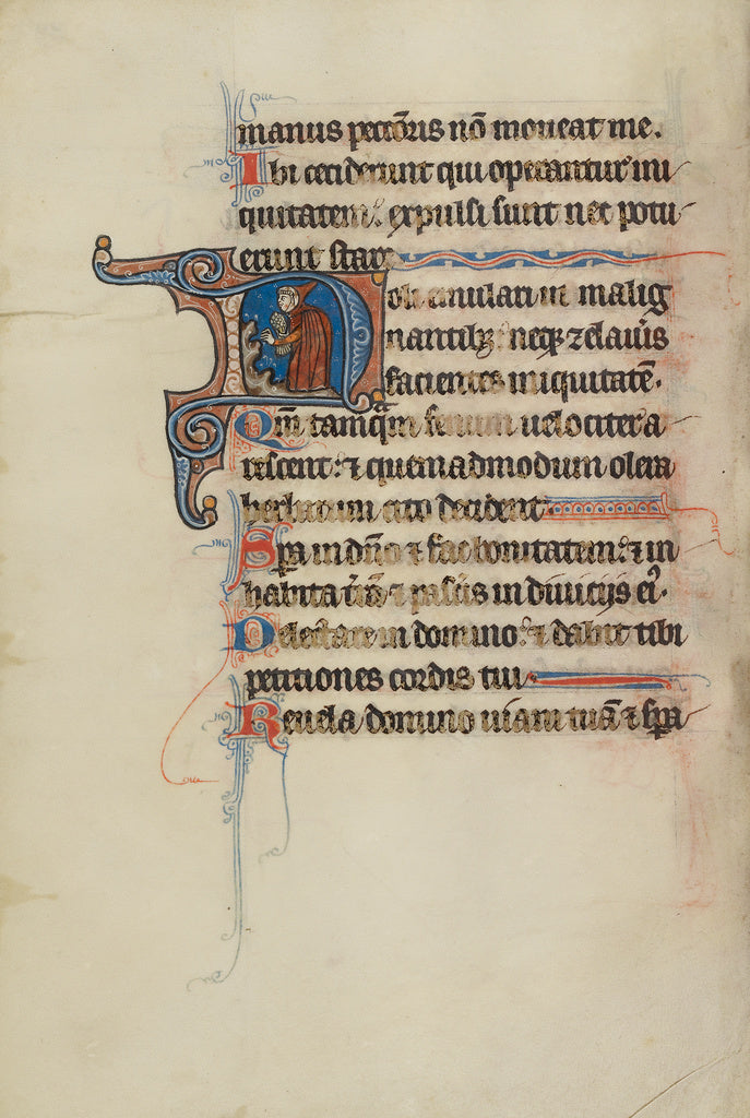 Bute Master:Initial N: A Man Holding a Wheat Sheaf, Poster Print Wall Art